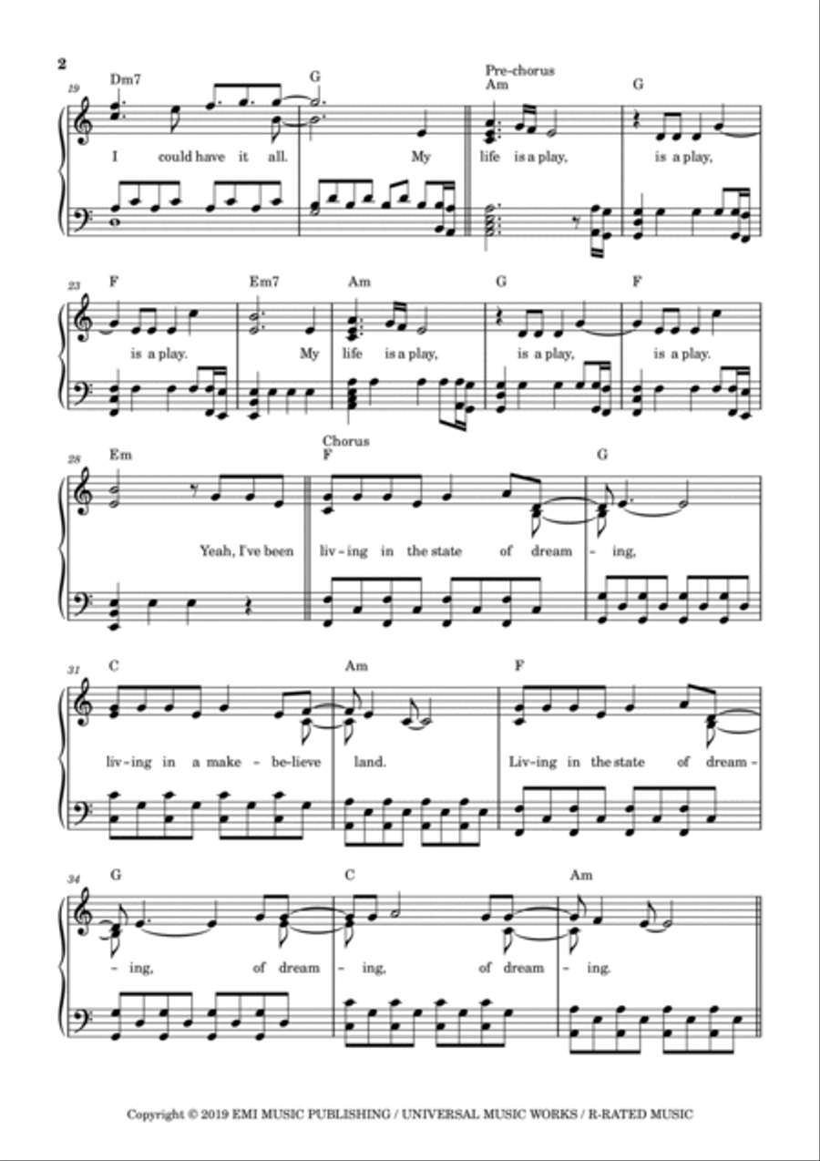 The State Of Dreaming Piano Solo scores gallery preview page 2