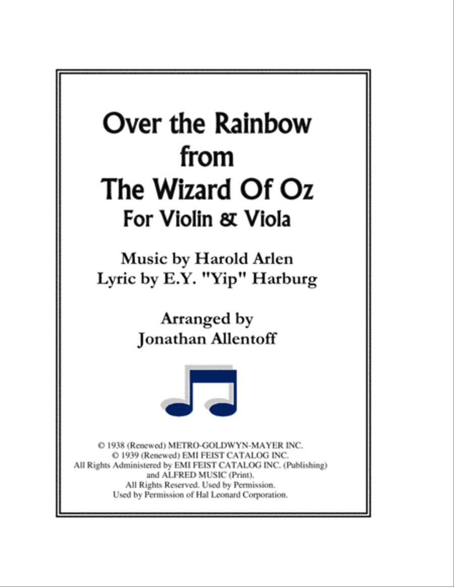 Over The Rainbow (from The Wizard Of Oz) String Duet scores gallery preview page 1