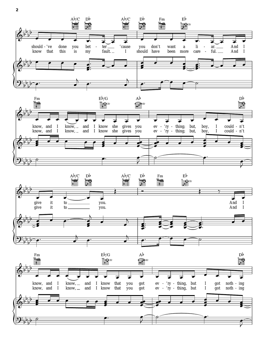 One Last Time Piano, Vocal, Guitar scores gallery preview page 2