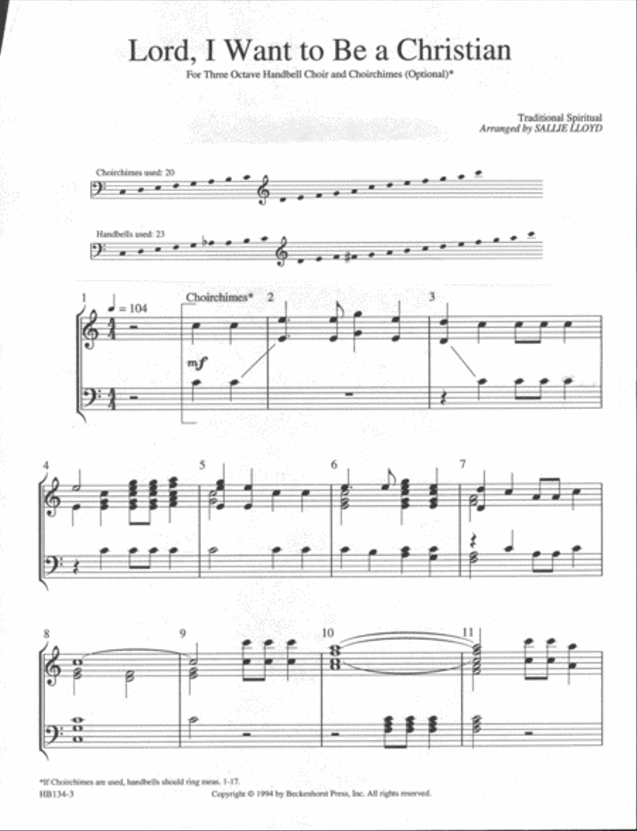 Lord, I Want to Be a Christian - Lloyd 3-Octaves scores gallery preview page 2