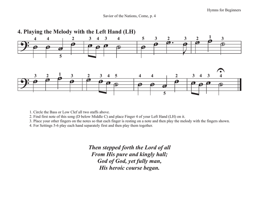 Savior of the Nations, Come (Hymns for Beginners) Piano Method scores gallery preview page 5