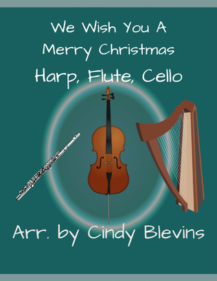 Book cover for We Wish You a Merry Christmas, for Harp, Flute and Cello
