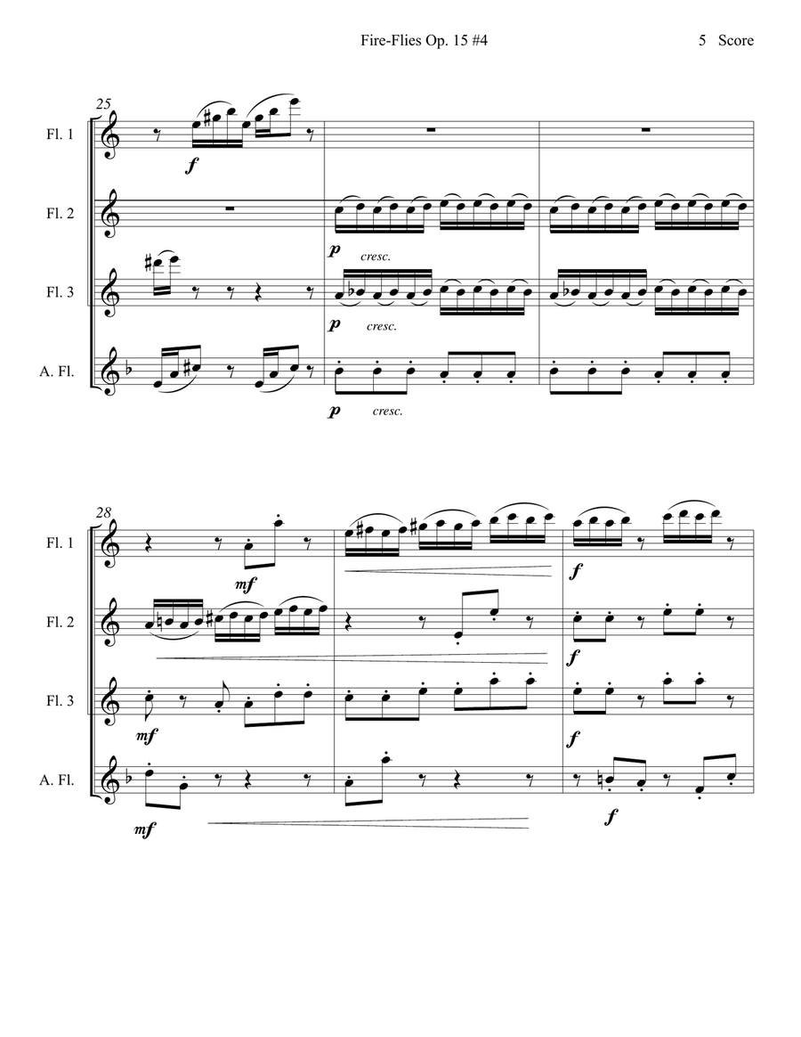 Amy Beach - Fire Flies - set for Flute Quartet Flute Quartet scores gallery preview page 6