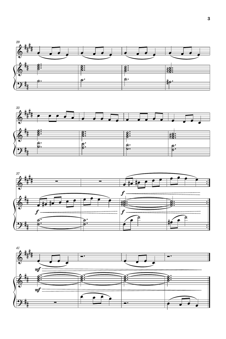 Carol of the Bells for Bb Clarinet and Piano (Very Easy - Beginner) B-Flat Clarinet scores gallery preview page 3