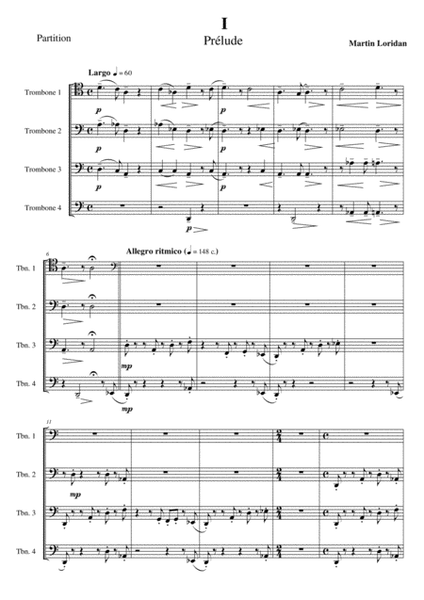 Trombone quartet n°1 "Song of an ancient forest" (2013) - Full Score + Full set of Parts image number null