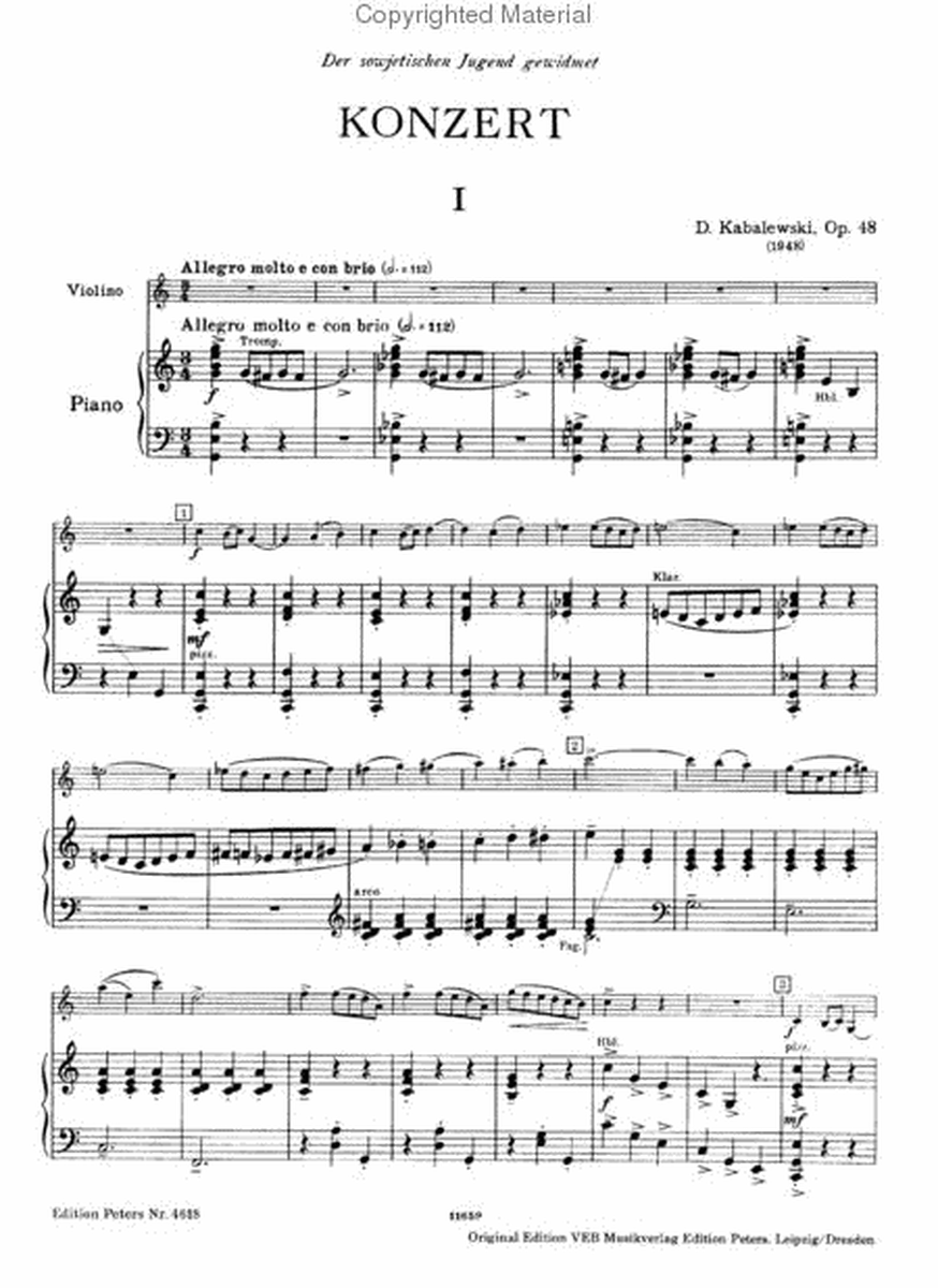 Concerto, Op. 48 in C Major for Violin and Orchestra - Arranged for Violin and Piano