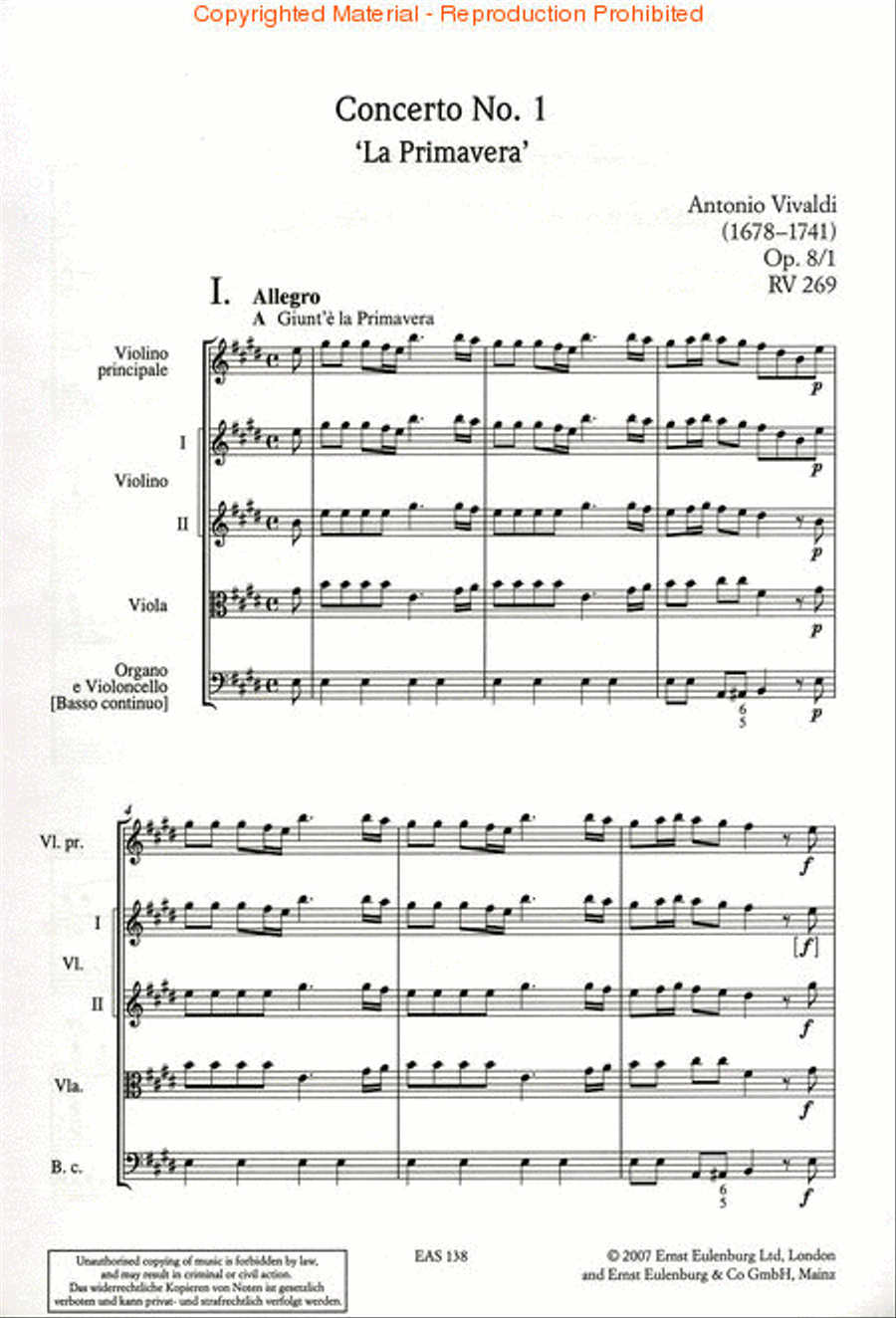 The Four Seasons Op. 8 Rv 269, 315, 293, 297 Orchestra scores gallery preview page 2