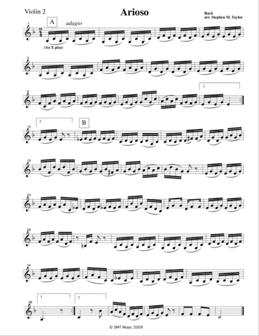 Arioso (Adagio) by Bach arr. for String Quartet String Quartet scores gallery preview page 4