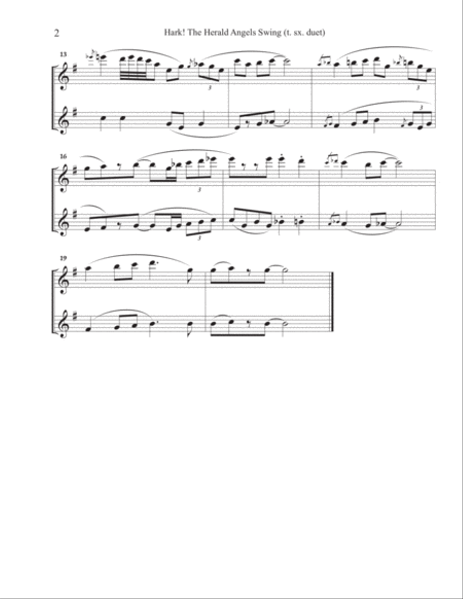 Hark! The Herald Angels Swing (Tenor Sax Duet) full set Woodwind Duet scores gallery preview page 6