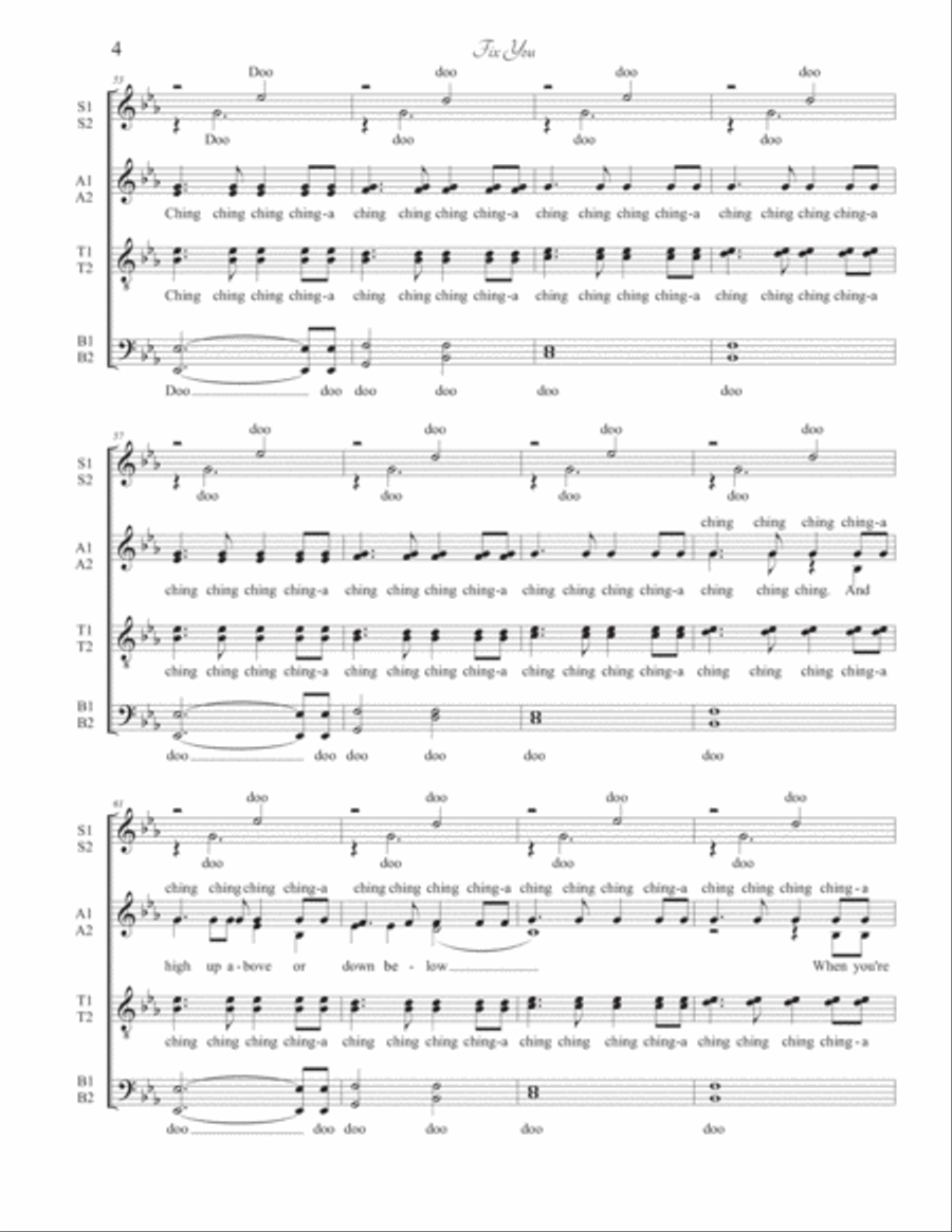 Fix You 4-Part scores gallery preview page 4