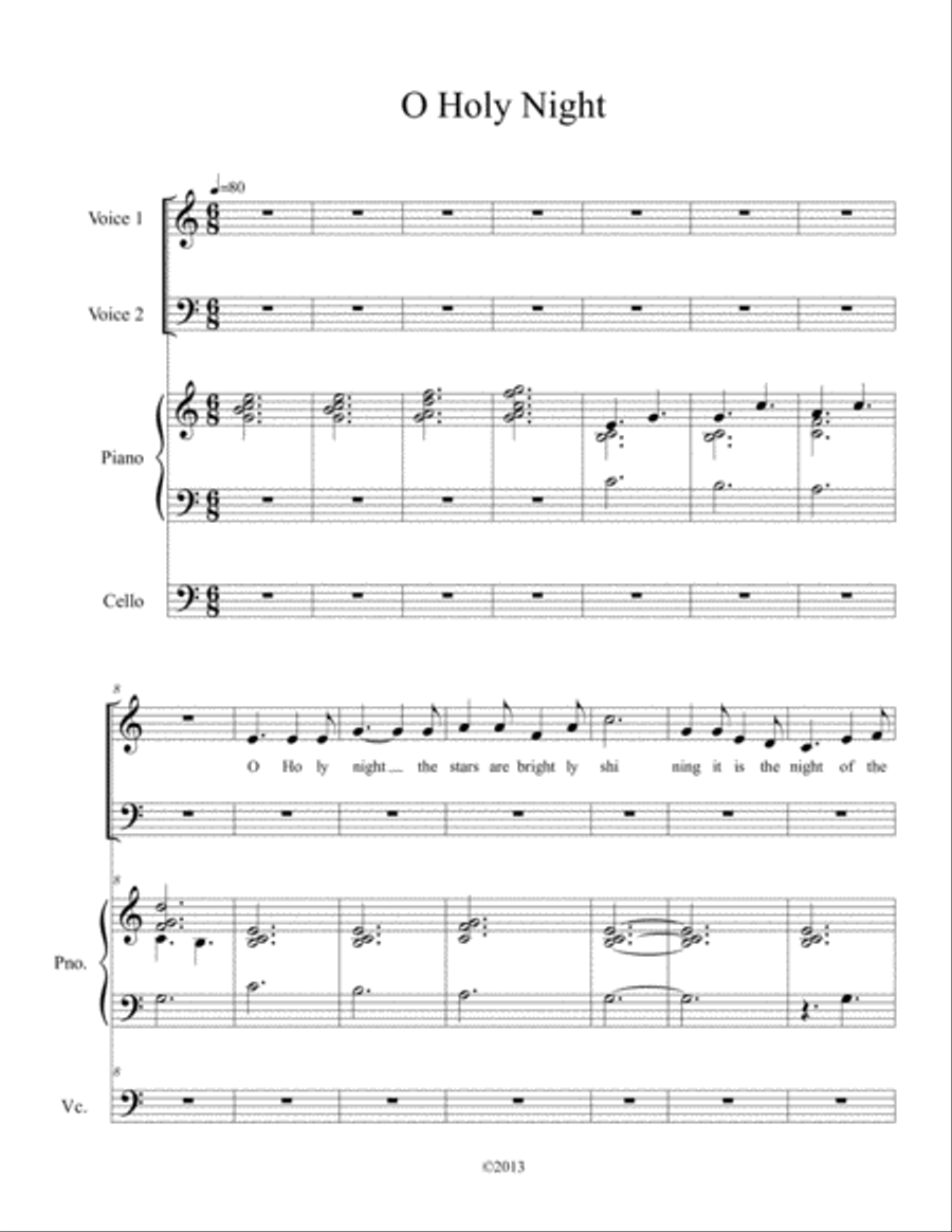O Holy Night 3-Part scores gallery preview page 1