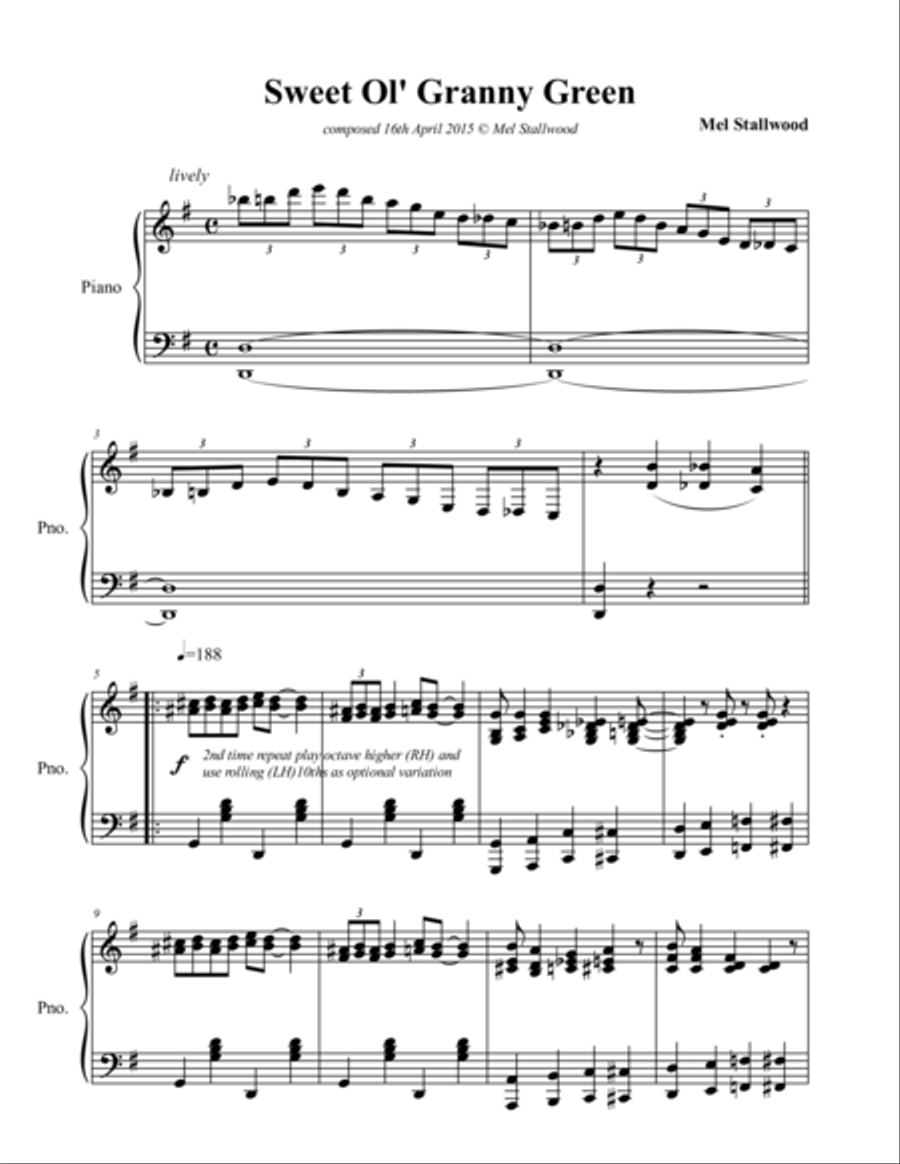 Sweet Ol' Granny Green Piano Solo scores gallery preview page 1