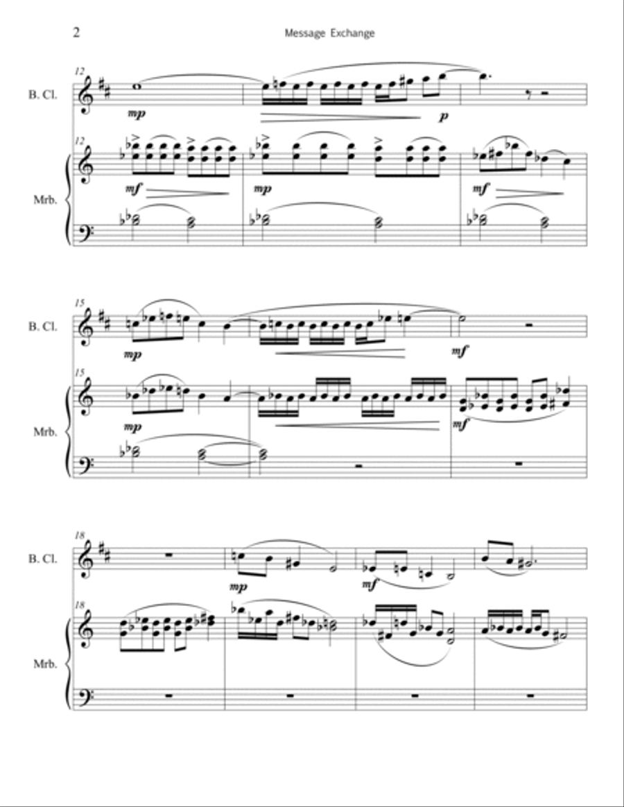 Message Exchange for bass clarinet & marimba Chamber Music scores gallery preview page 3