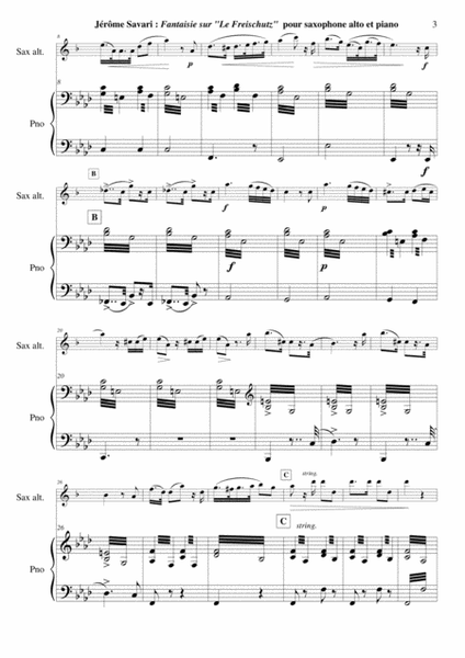 Jerome Savari : Fantaisie sur "Le Freischutz" for alto saxophone and piano