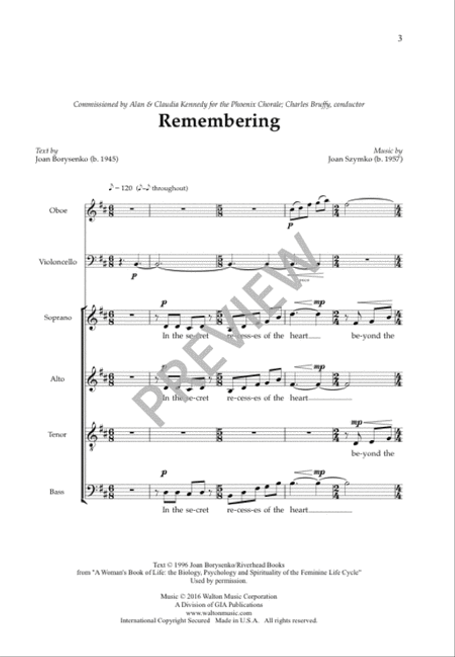 Remembering Remembering 4-Part scores gallery preview page 4