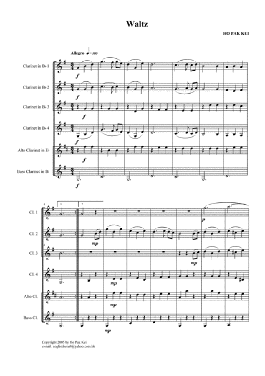 Waltz for Clarinet Choir Clarinet Choir scores gallery preview page 2