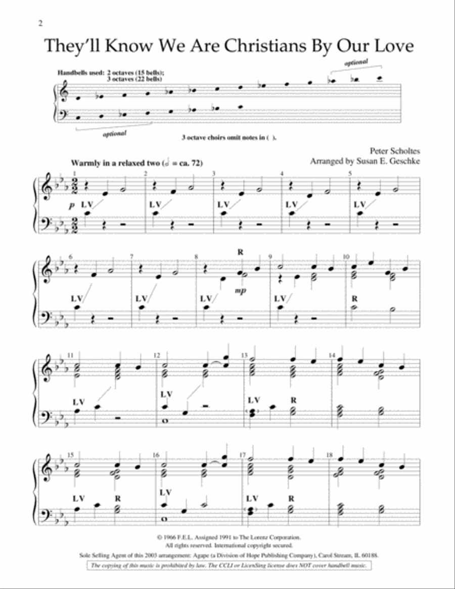 They'll Know We Are Christians by Our Love 3-Octaves scores gallery preview page 2