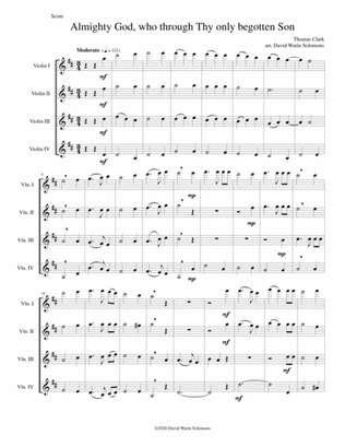 Almighty God, who through thy only begotten Son (Easter motet) for 4 violins
