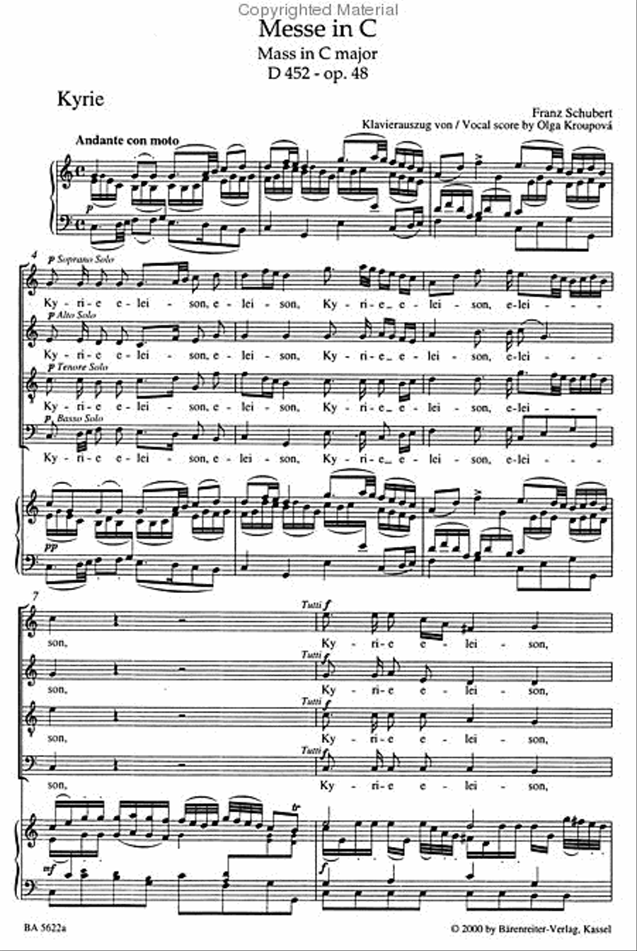Mass in C major, op. 48 D 452 4-Part scores gallery preview page 3
