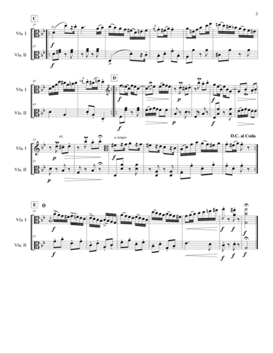 Brahms: Hungarian Dances No. 1, 2 and 5 - Music for Health Duet 2 Violas String Duet scores gallery preview page 3