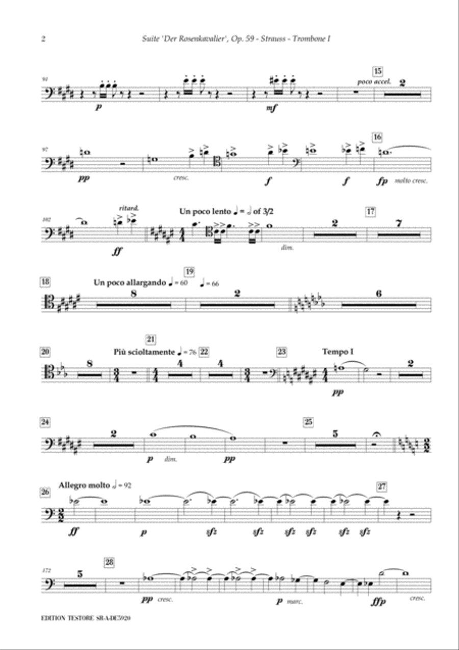 RICHARD STRAUSS - SUITE DER ROSENKAVALIER, OP. 59 - TROMBONES I, II, III & TUBA Full Orchestra scores gallery preview page 4