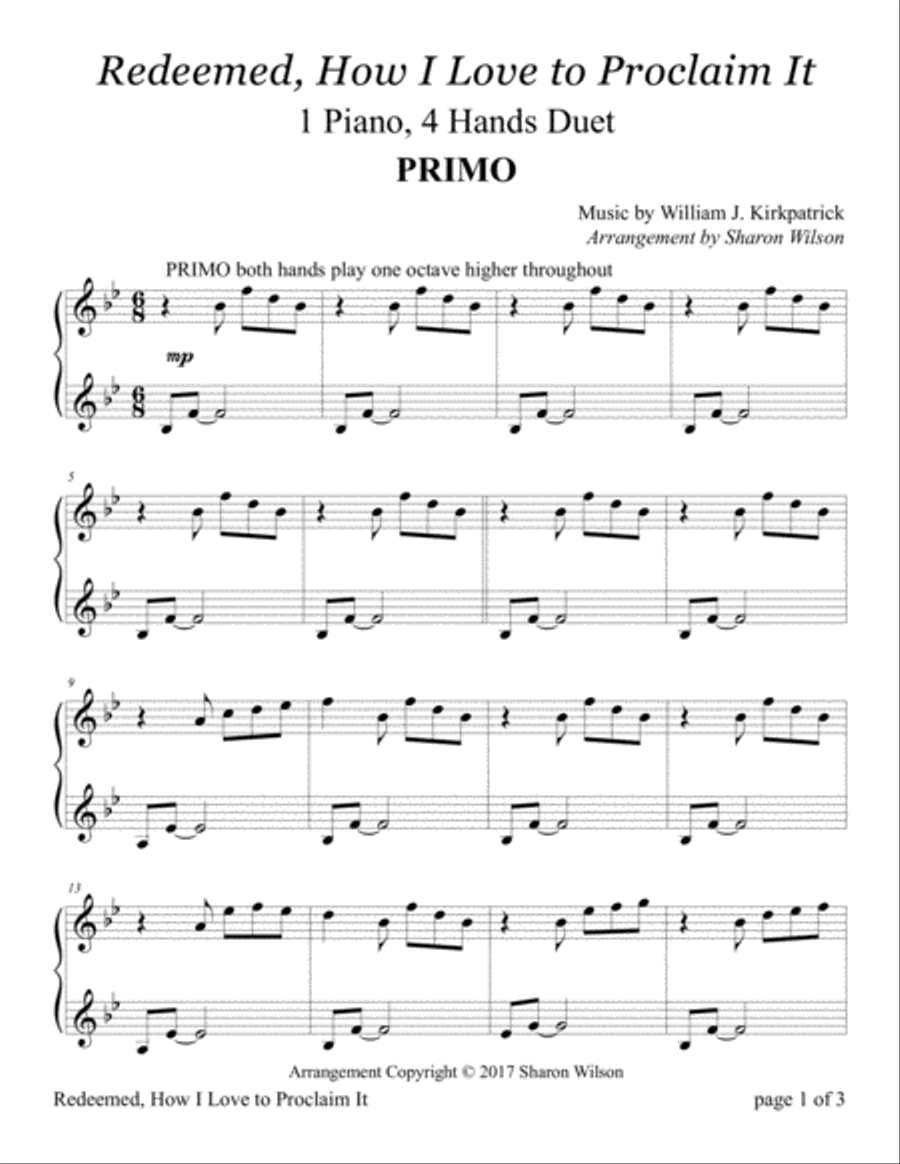 Redeemed, How I Love to Proclaim It (1 Piano, 4 Hands Duet) 1 Piano, 4-Hands scores gallery preview page 2