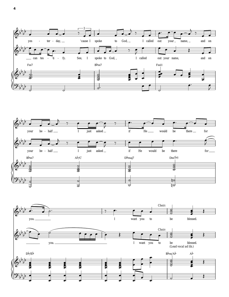 Be Blessed Piano, Vocal scores gallery preview page 4