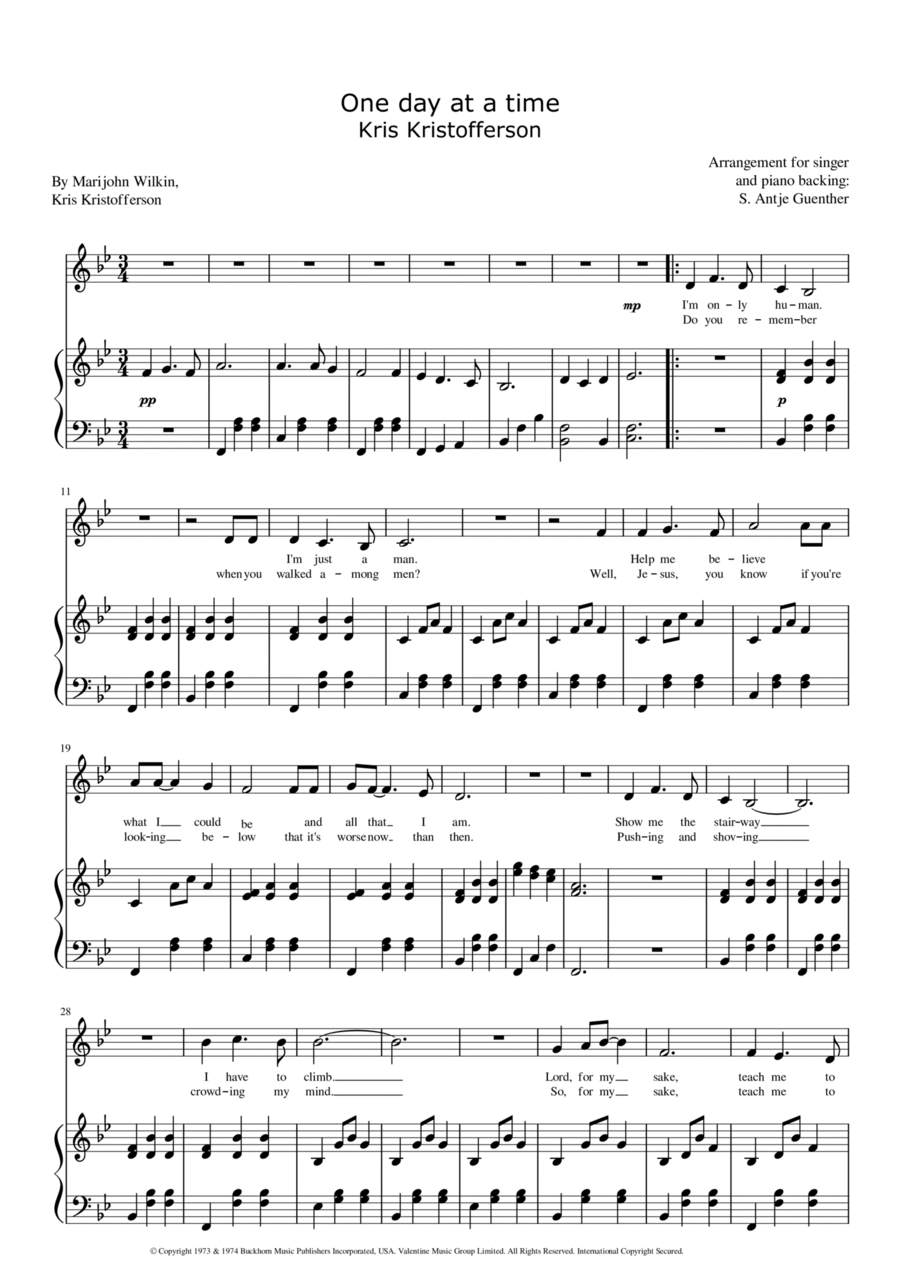 One Day At A Time Voice scores gallery preview page 1