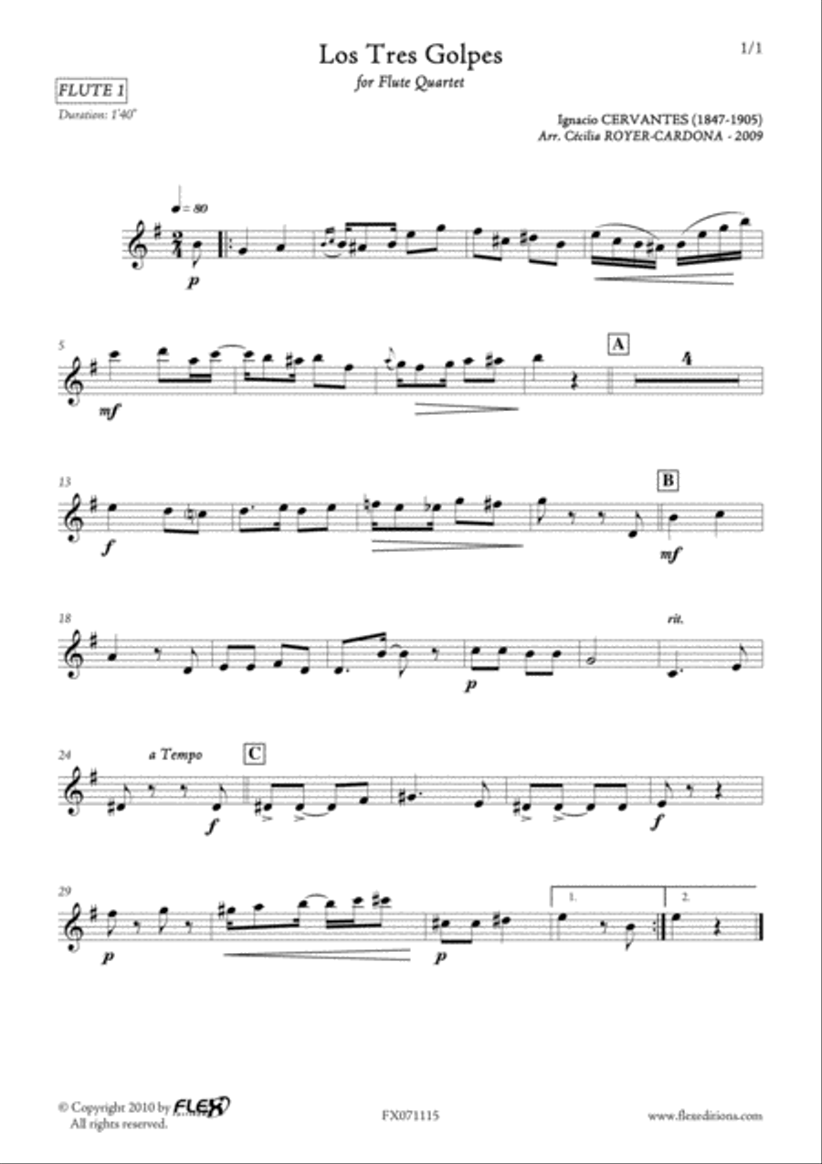 Los Tres Golpes Flute Quartet scores gallery preview page 4