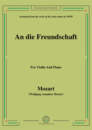 Book cover for Mozart-An die freundschaft,for Violin and Piano