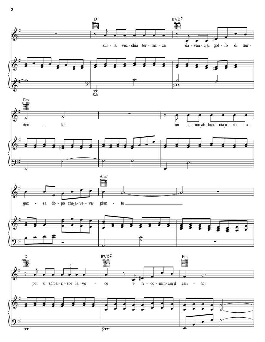 Caruso Caruso Piano, Vocal, Guitar scores gallery preview page 2