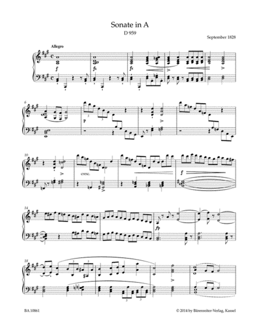 Sonata for Piano in A major D 959