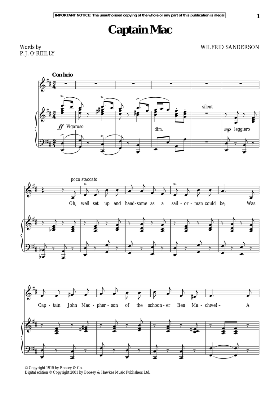 Captain Mac Piano, Vocal scores gallery preview page 1
