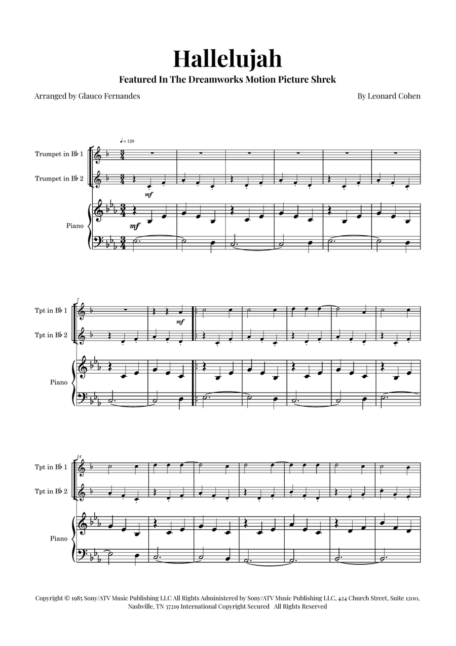 Hallelujah Trumpet Duet scores gallery preview page 1