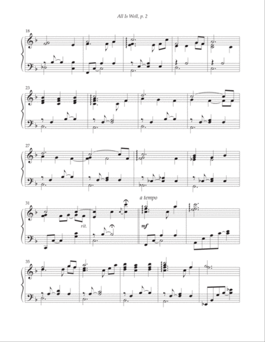All Is Well All Is Well Piano Solo scores gallery preview page 2