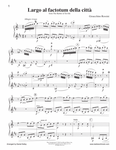 Largo al Factotum from Rossini's Barber of Seville for Duet - Flute or Oboe or Violin & Clarinet