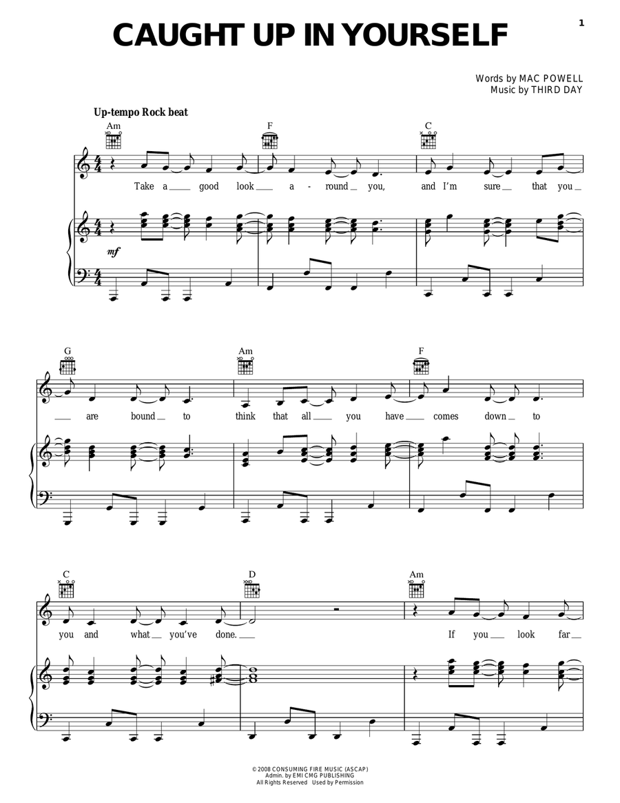 Caught Up In Yourself Caught Up In Yourself Piano, Vocal, Guitar scores gallery preview page 1