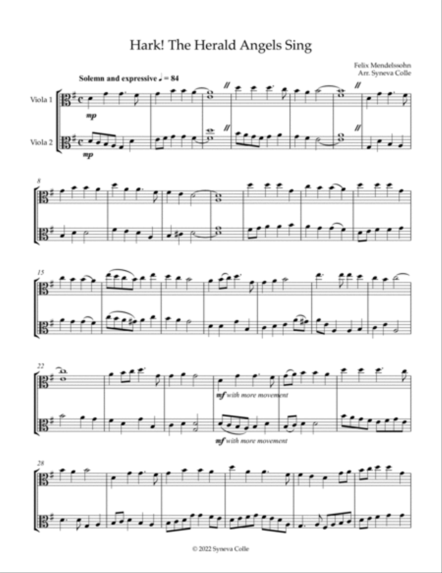 Hark! The Herald Angels Sing Hark! The Herald Angels Sing String Duet scores gallery preview page 2
