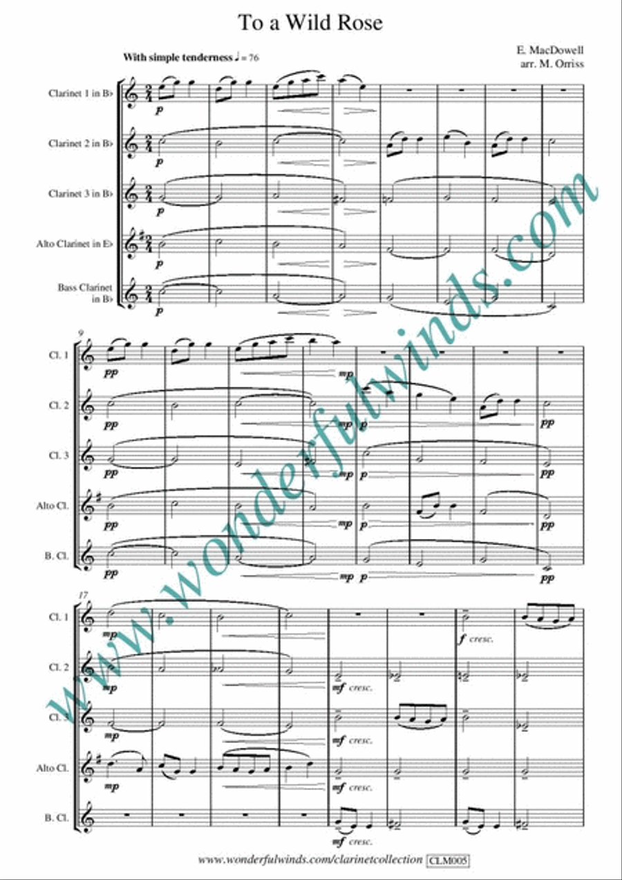 To A Wild Rose Clarinet Quintet scores gallery preview page 2