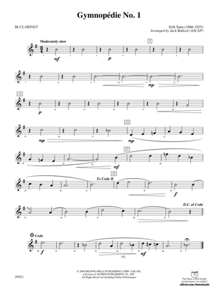 Gymnopedie No. 1: 1st B-flat Clarinet