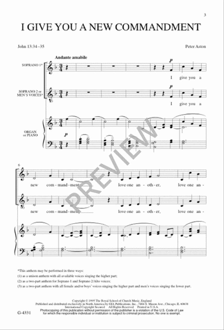 I Give You a New Commandment 2-Part scores gallery preview page 1