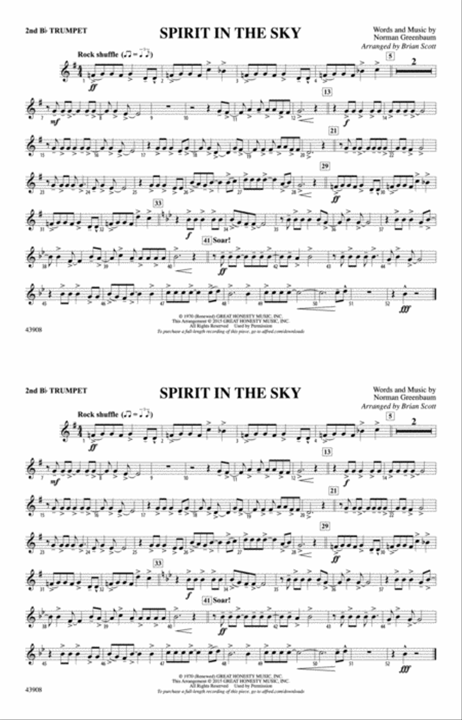 Spirit in the Sky (from Guardians of the Galaxy): 2nd B-flat Trumpet Marching Band scores gallery preview page 1