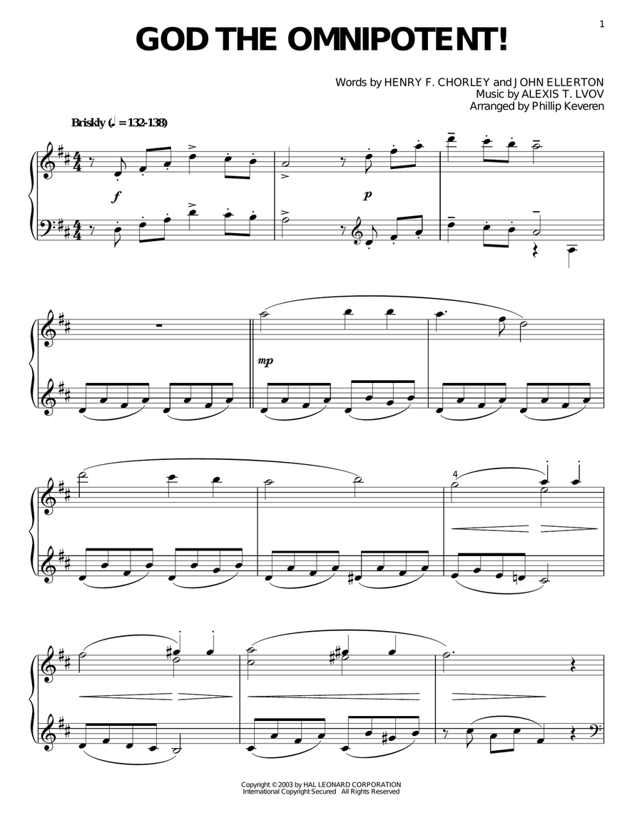God The Omnipotent! (arr. Phillip Keveren)