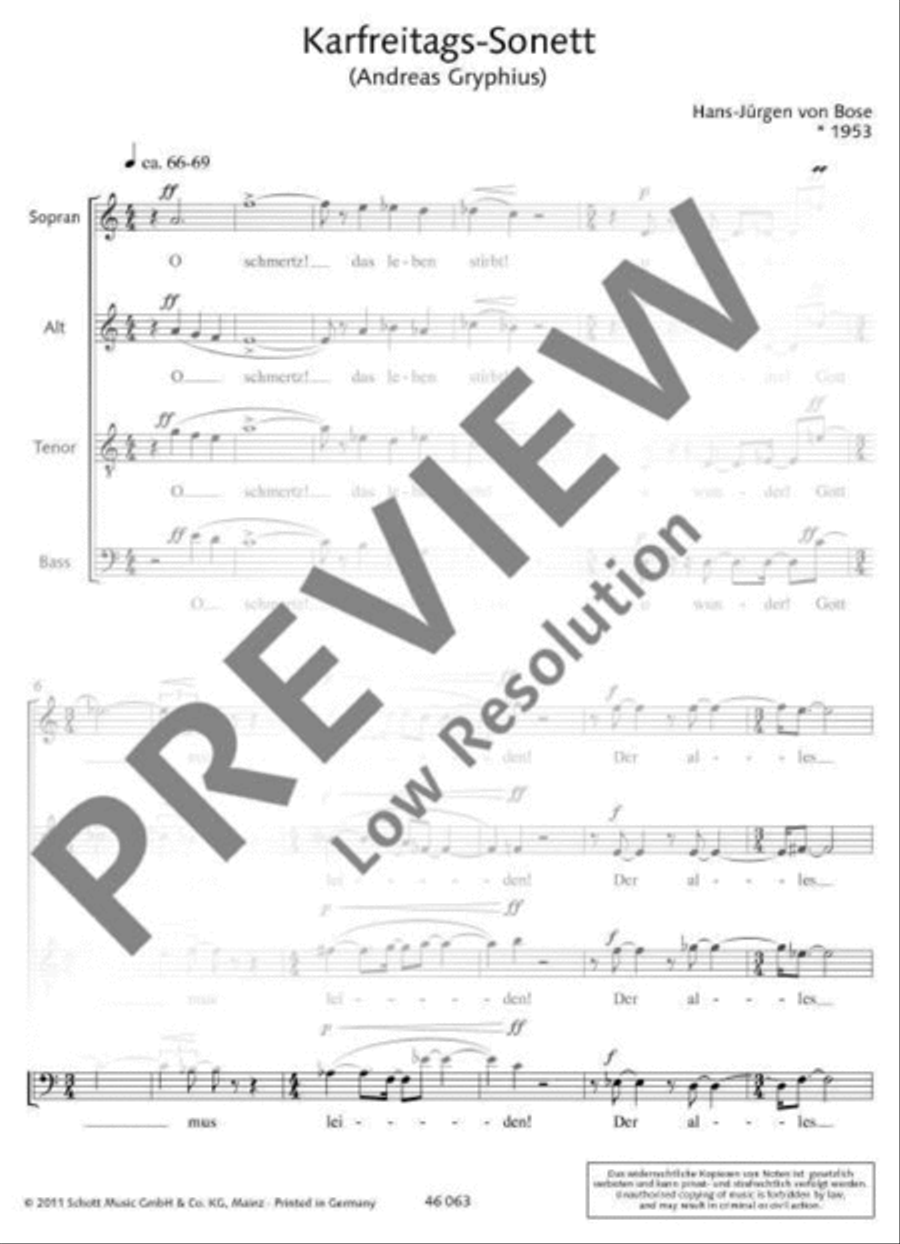 Karfreitags-Sonett 4-Part scores gallery preview page 6