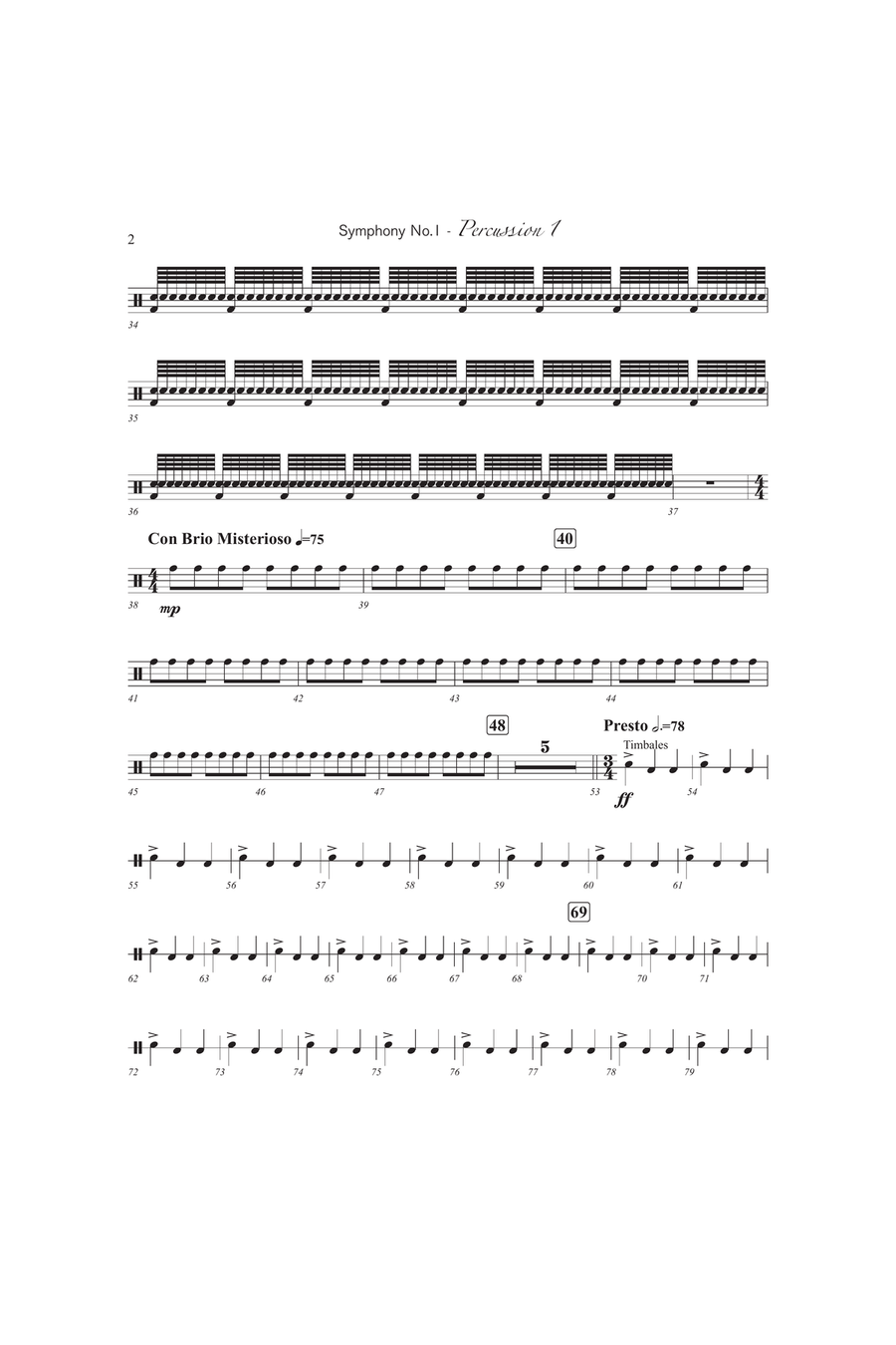 Symphony No. 1 (1st Percussion) Percussion scores gallery preview page 2