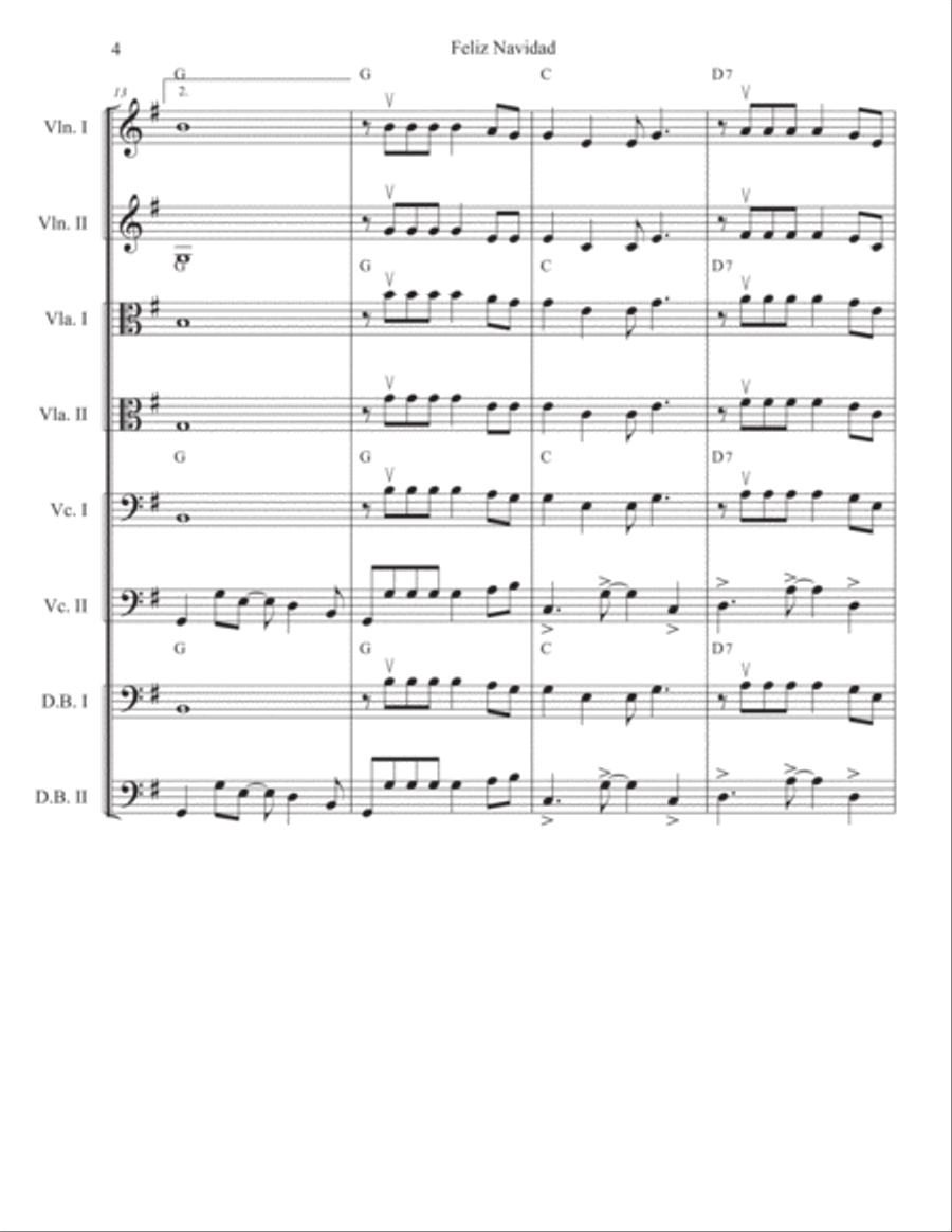 Feliz Navidad Feliz Navidad String Quartet scores gallery preview page 4