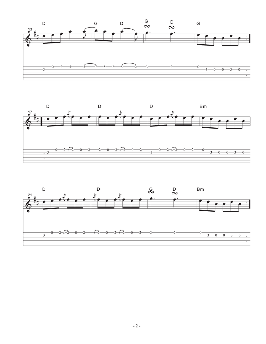 Lark In The Morning for Guitar Solo Guitar Tablature scores gallery preview page 2
