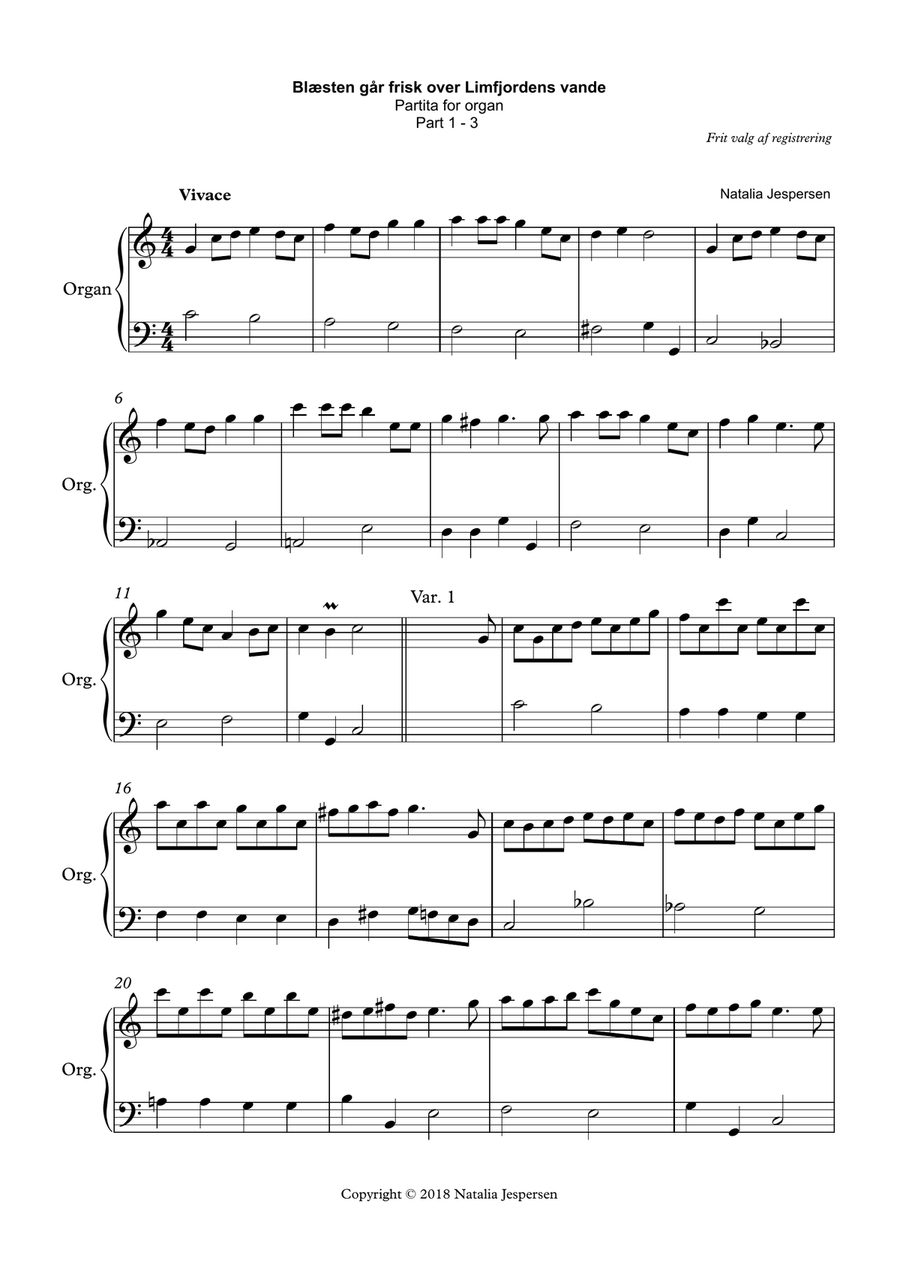 Blaesten gaar frisk over Limfjordens vande Organ Solo scores gallery preview page 1