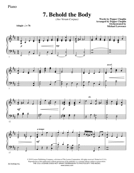 The Body of Christ - Score and Parts plus CD with Printable Parts