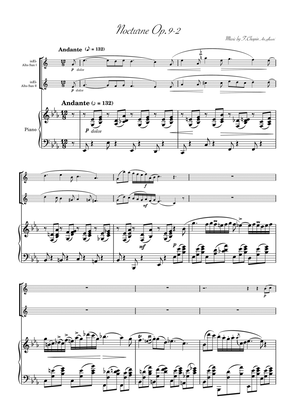 Book cover for "Nocturne op.9-2" Piano Trio / alto sax duet